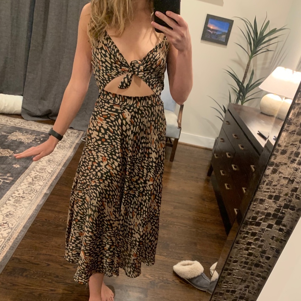 Vici Satin Animal print dress with cut outs
